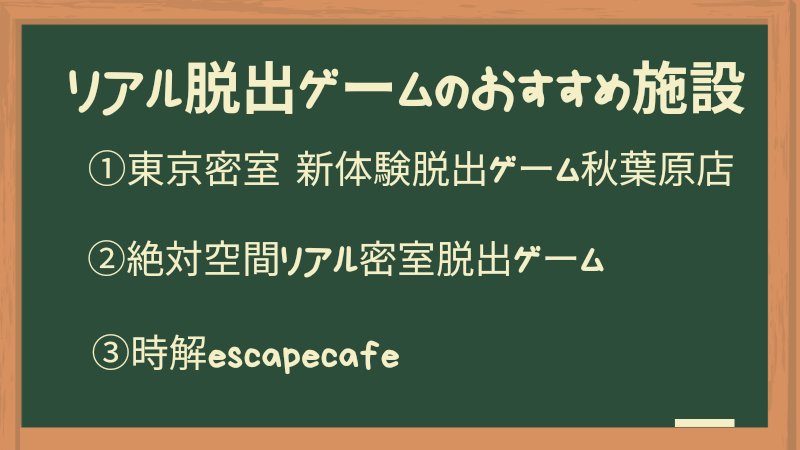 おすすめのリアル脱出ゲーム施設