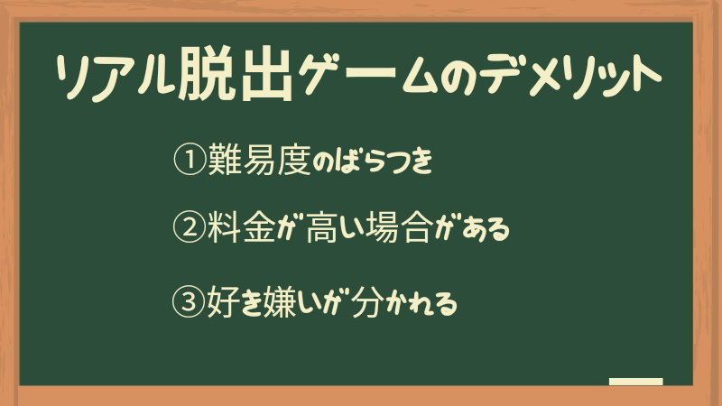 リアル脱出ゲームのデメリット